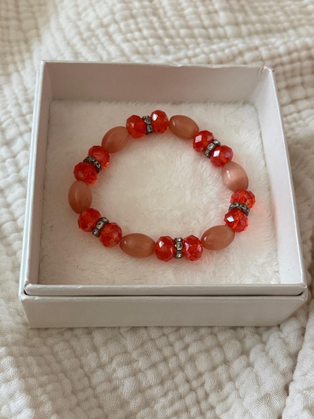 Orange beaded bracelet gems crystals
